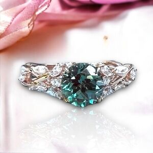 New Handmade Alexandrite Ring Solid 14K Rose Gold , June Birthstone,  Size 6